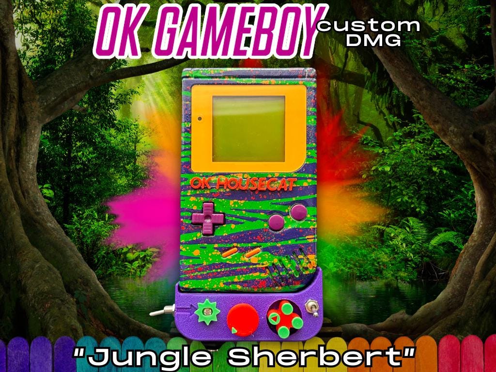 Custom Ok Gameboy "Switch" (Jungle Sherbert) - Modded DMG Retro Gaming Console