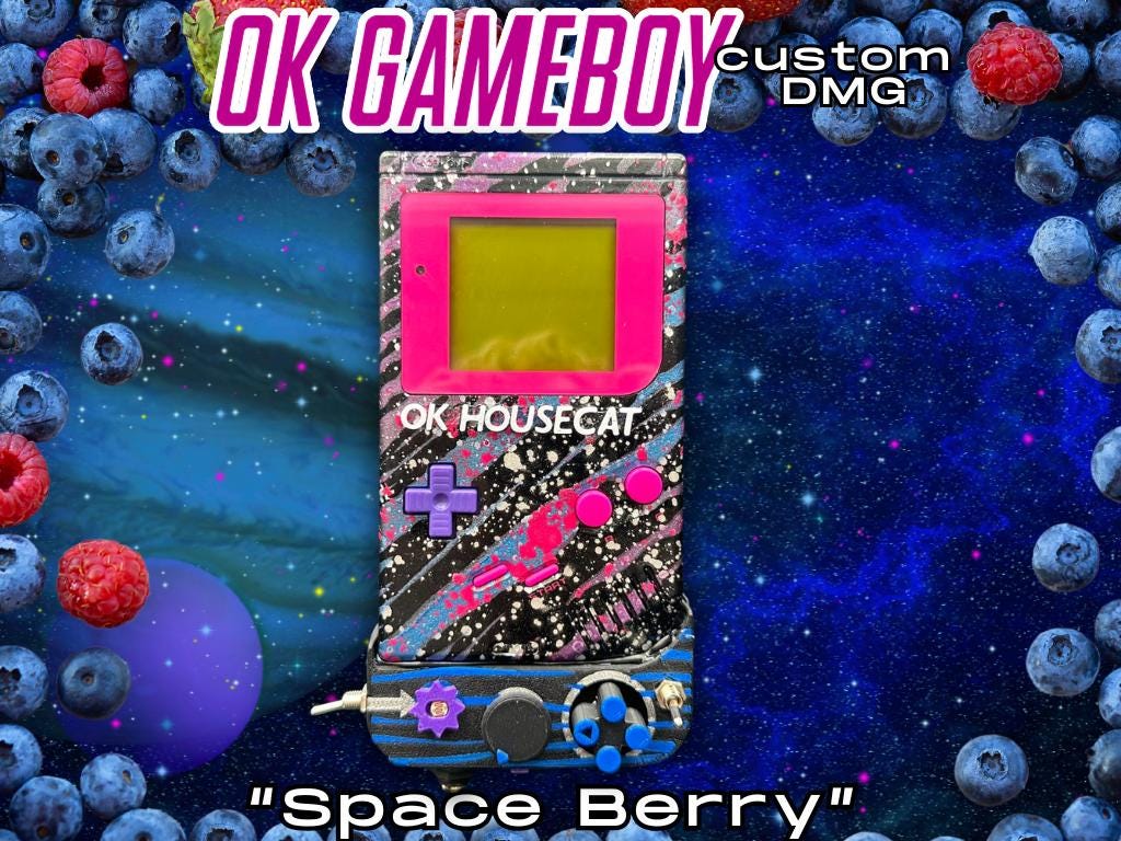 Custom Ok Gameboy "Switch" (Space Berry) - Modded DMG Retro Gaming Console
