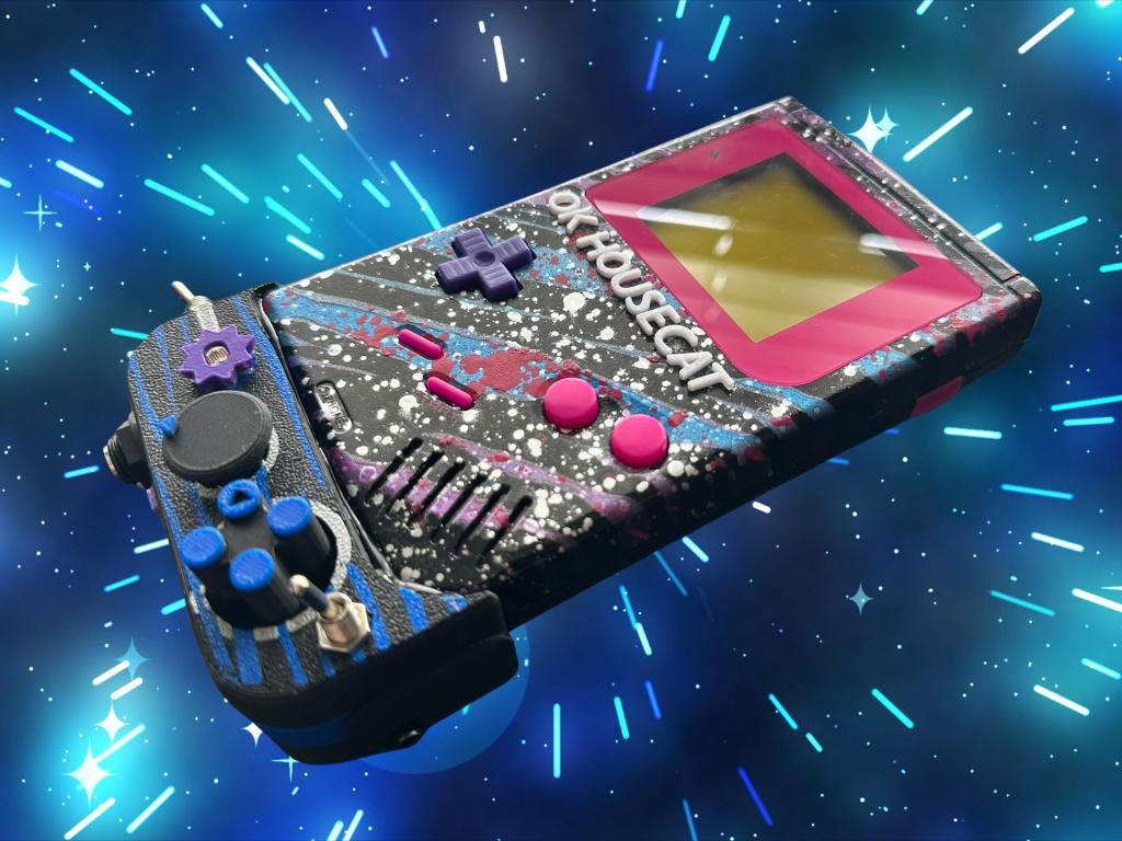Custom Ok Gameboy "Switch" (Space Berry) - Modded DMG Retro Gaming Console