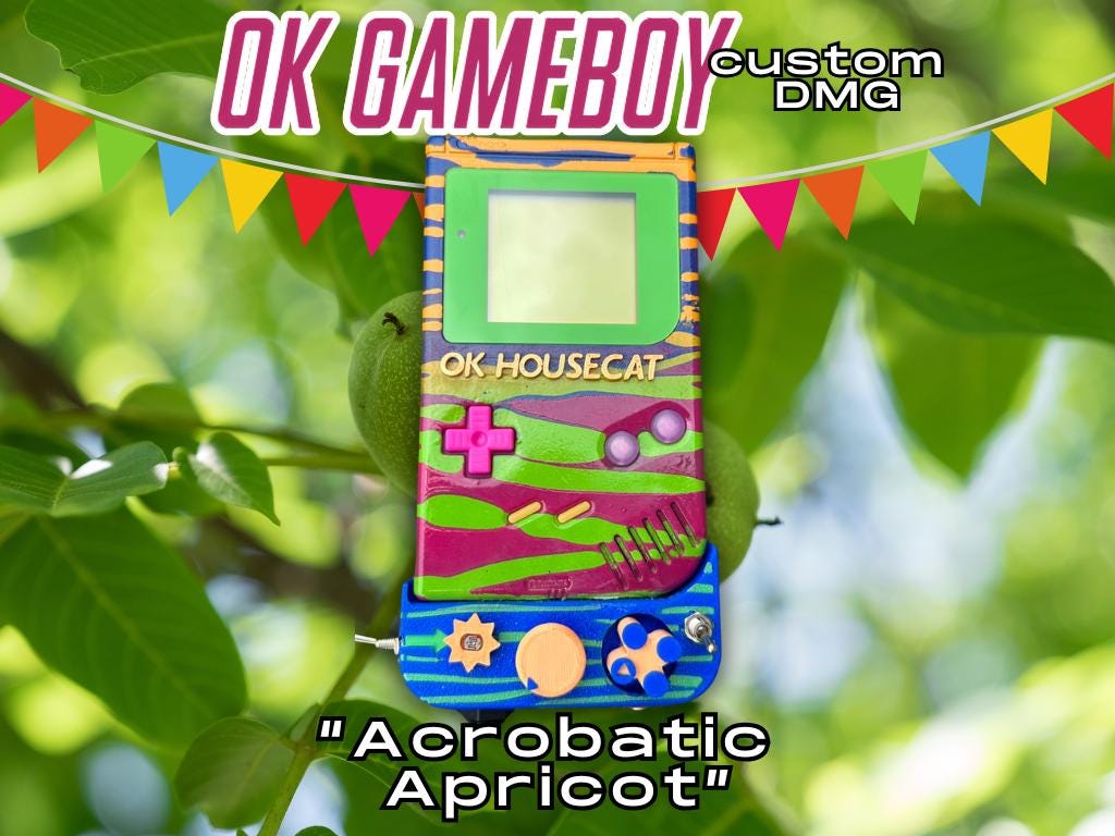 Custom Ok Gameboy "Switch" (Acrobatic Apricot) - Modded DMG Retro Gaming Console