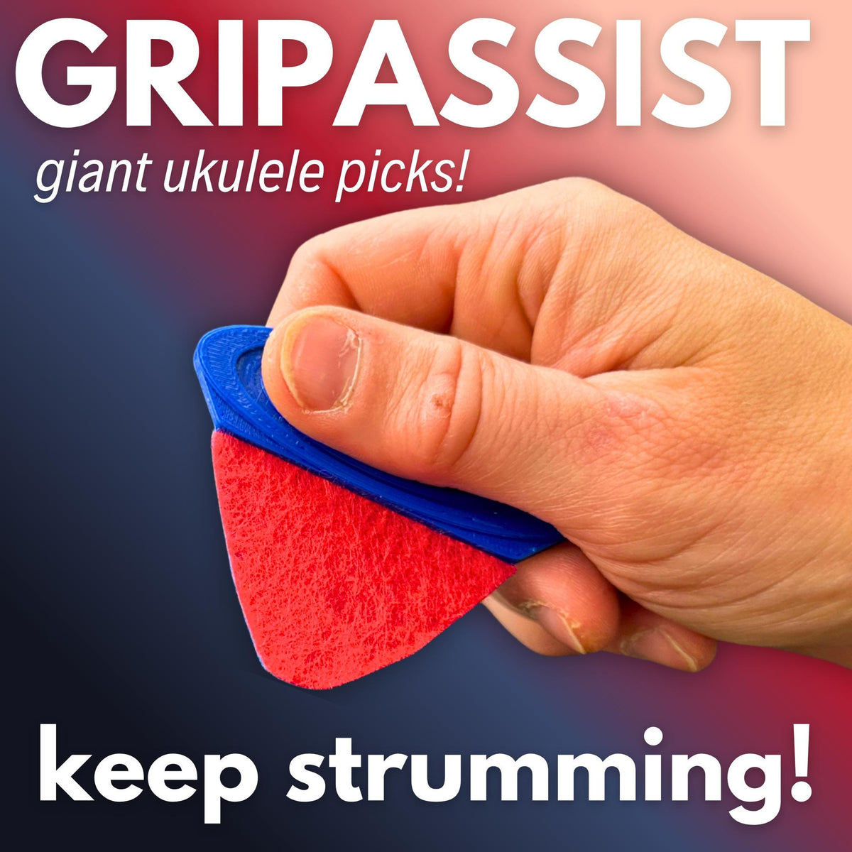 GripAssist Oversized Ukulele Pick – STL File Download for 3D Printing (Noncommercial Use License)