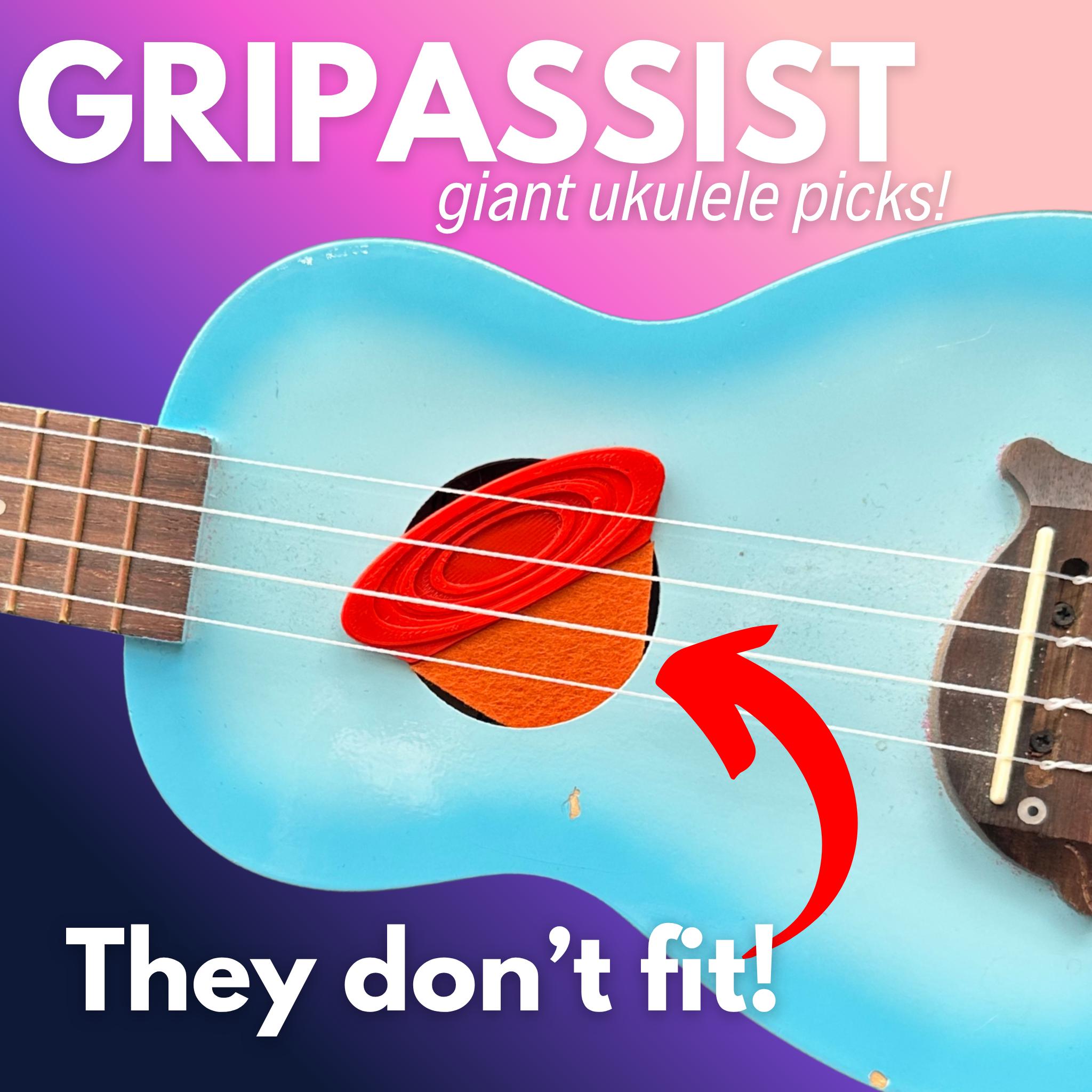 GripAssist Oversized Ukulele Pick – STL File Download for 3D Printing (Noncommercial Use License)