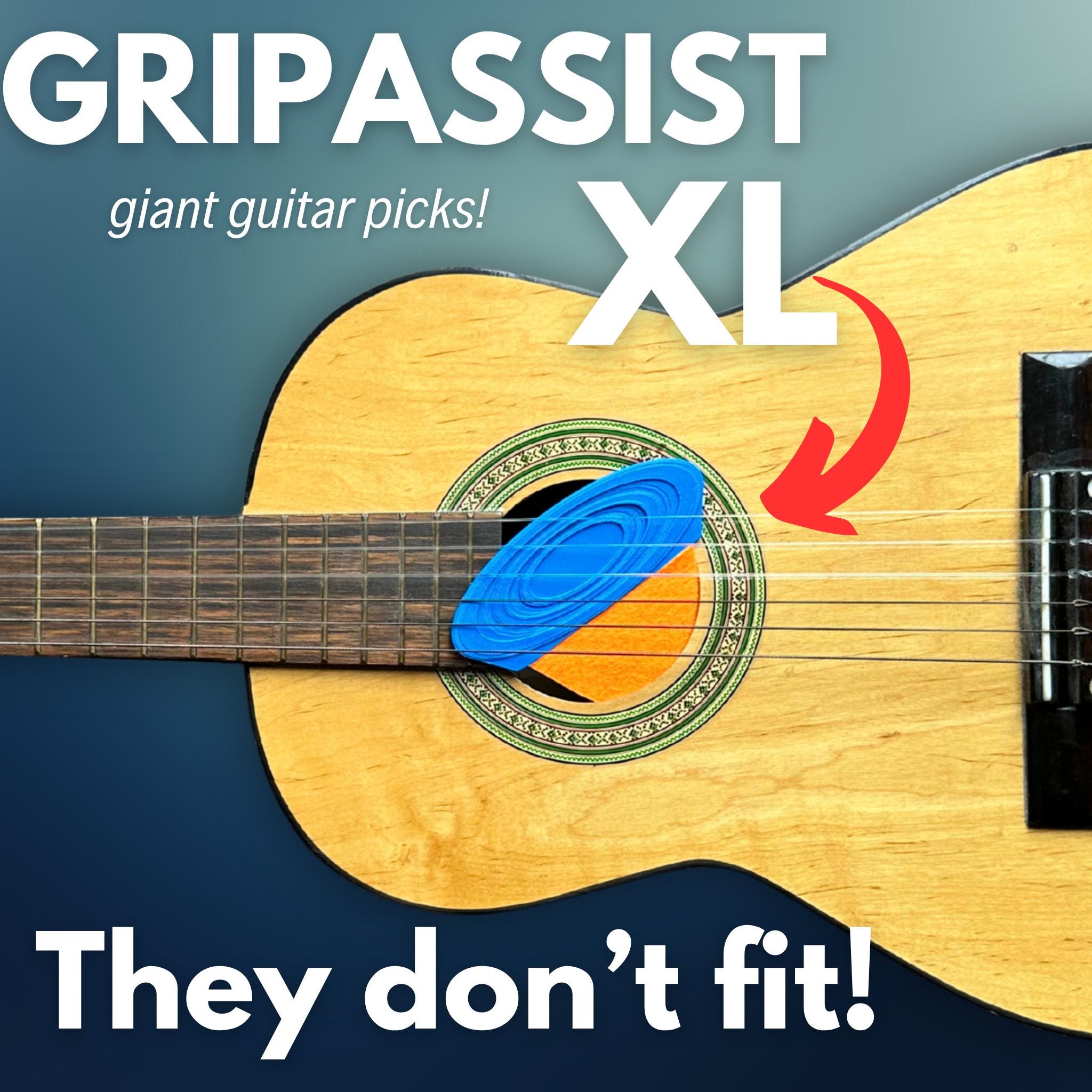 GripAssist XL Oversized Guitar Pick – STL File Download for 3D Printing (Noncommercial Use License)